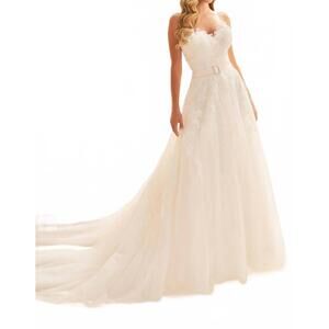 NEW ENCHANTING BY MON CHERI strapless a-line wedding dress in white